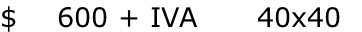 $    600 + IVA      40x40